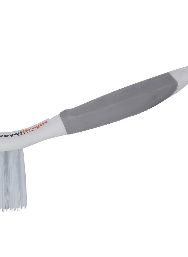 Royalford Multipurpose Scrubbing Brush, Long Handle | Flexible Bristles | Ideal for Cleaning Kitchen and Bathroom, Tiles, Floors | White / Grey | RF12842 - Image 2